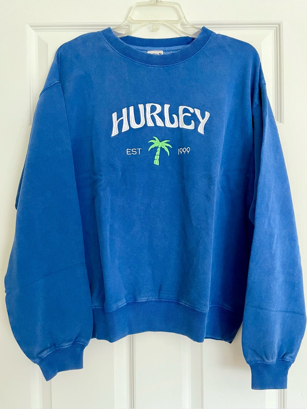 Hurley Embroidered Logo Palm Tree Crewneck Sweatshirt